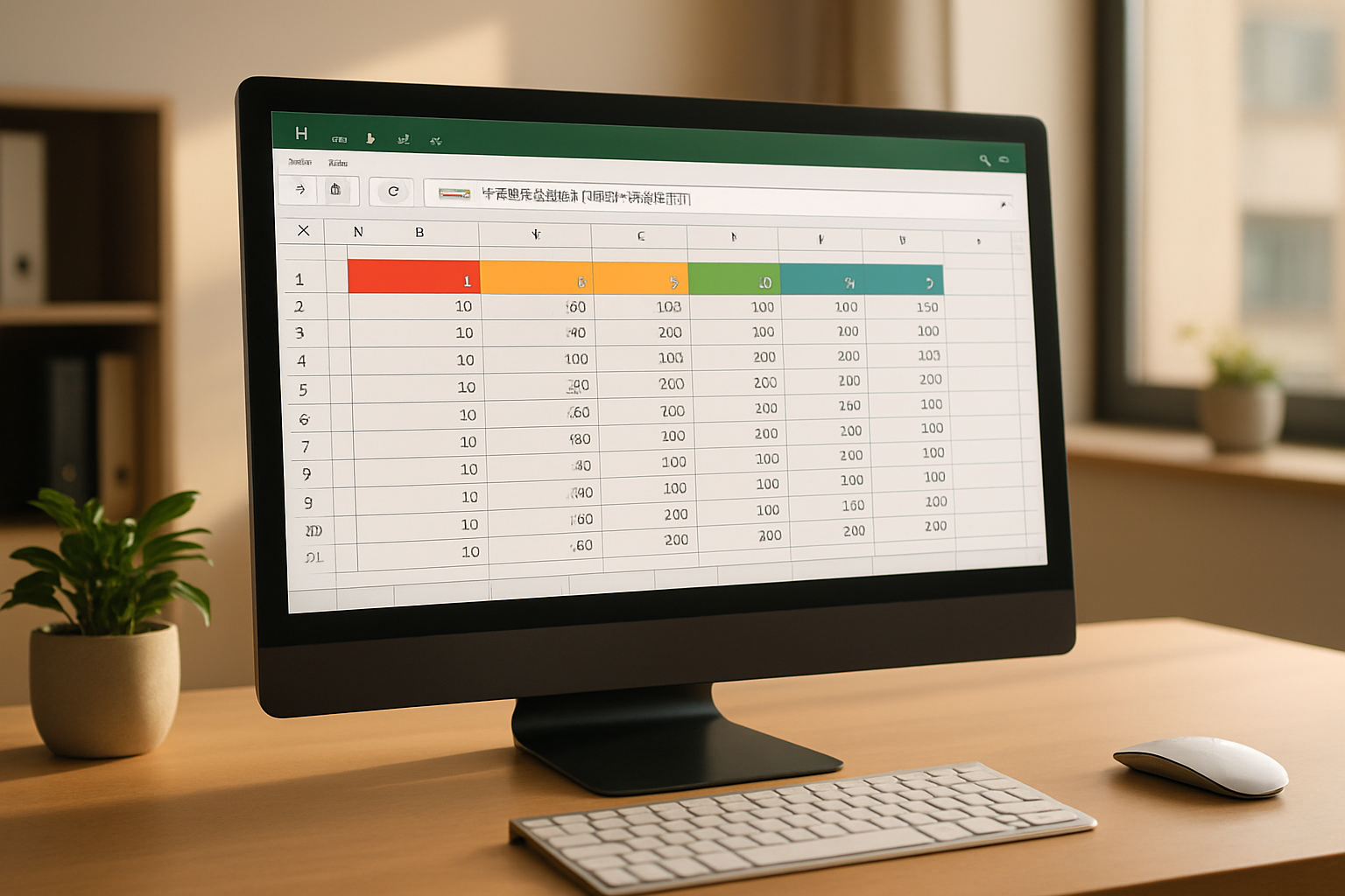 Excel spreadsheet showing formatted data table with filter buttons and structured formulas