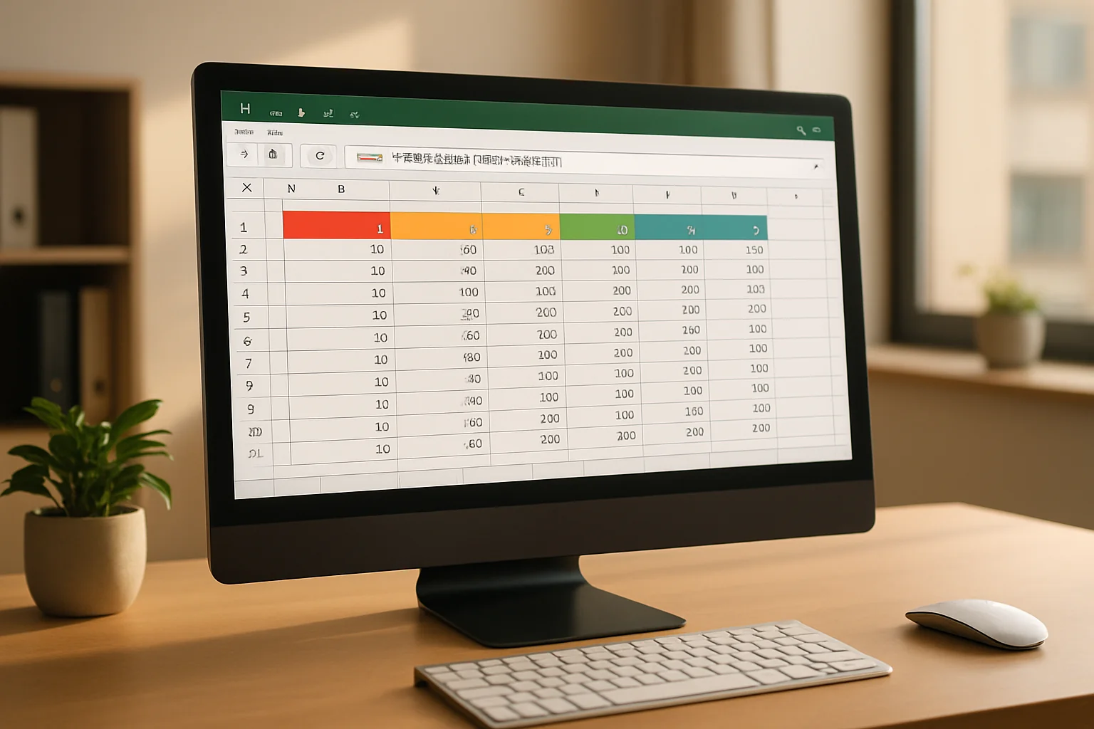 Excel spreadsheet showing formatted data table with filter buttons and structured formulas