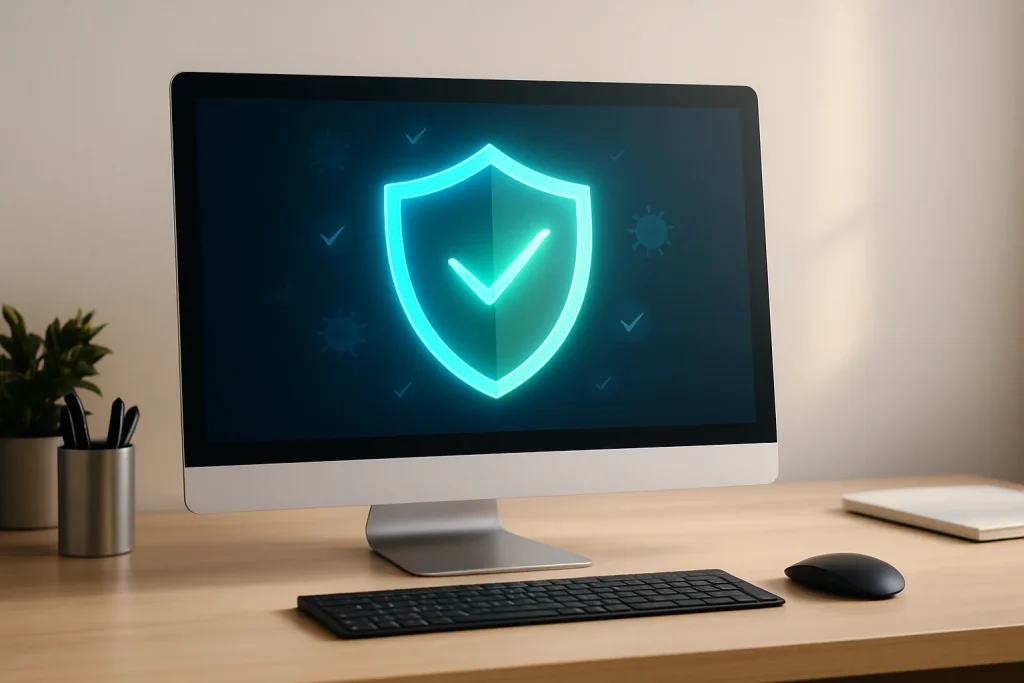Windows computer displaying antivirus protection settings
