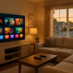 Television and streaming setup in a home entertainment area
