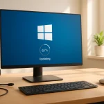 Windows laptop displaying system update settings